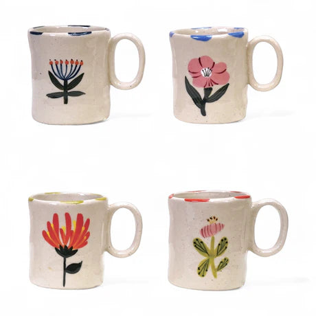 Hand-painted stoneware espresso mug with floral design gift shop mugs knoxville